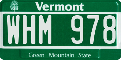 VT license plate WHM978