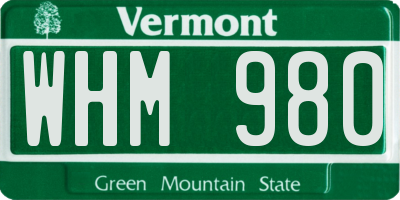 VT license plate WHM980