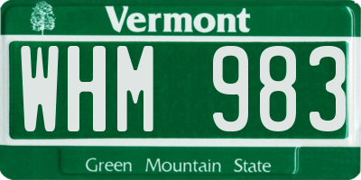 VT license plate WHM983