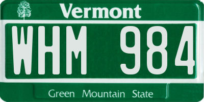 VT license plate WHM984
