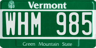VT license plate WHM985