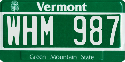 VT license plate WHM987