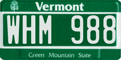VT license plate WHM988