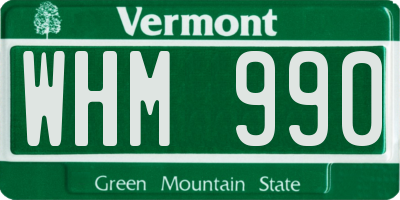 VT license plate WHM990