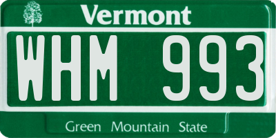 VT license plate WHM993