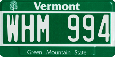 VT license plate WHM994