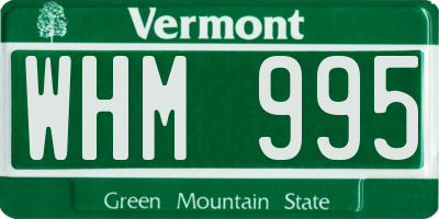 VT license plate WHM995