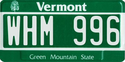VT license plate WHM996