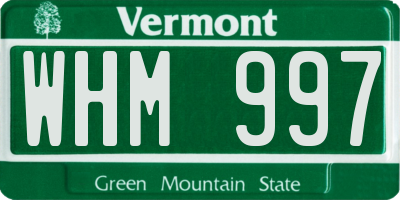 VT license plate WHM997