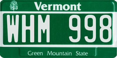 VT license plate WHM998