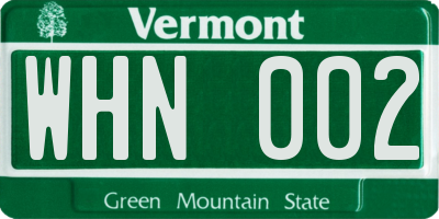 VT license plate WHN002