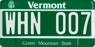 VT license plate WHN007