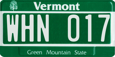 VT license plate WHN017
