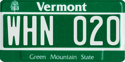 VT license plate WHN020