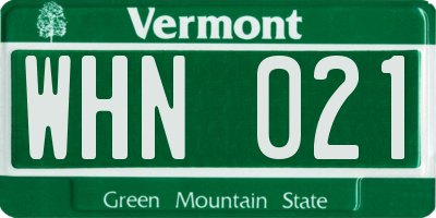 VT license plate WHN021