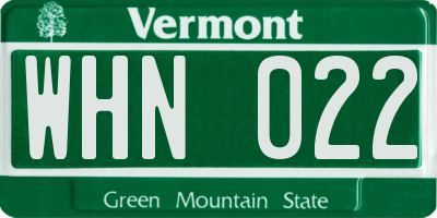 VT license plate WHN022
