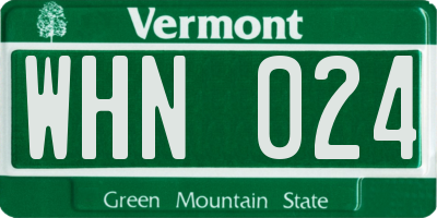 VT license plate WHN024