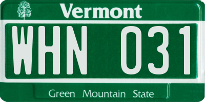 VT license plate WHN031