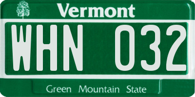 VT license plate WHN032