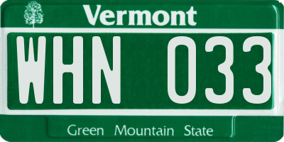 VT license plate WHN033