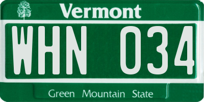 VT license plate WHN034