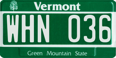 VT license plate WHN036