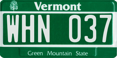 VT license plate WHN037