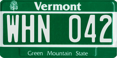VT license plate WHN042