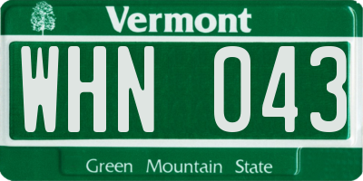 VT license plate WHN043