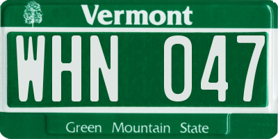 VT license plate WHN047