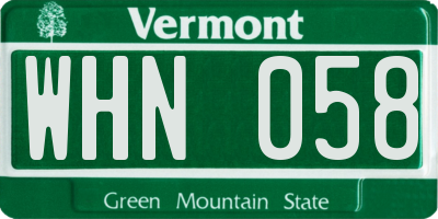 VT license plate WHN058