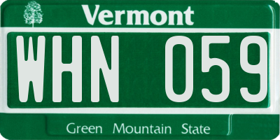 VT license plate WHN059