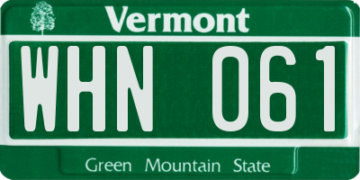 VT license plate WHN061