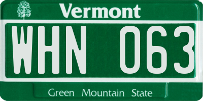 VT license plate WHN063