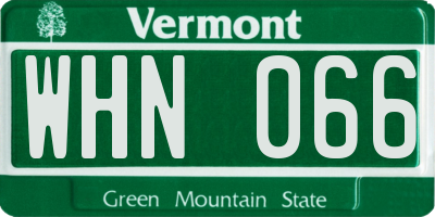 VT license plate WHN066