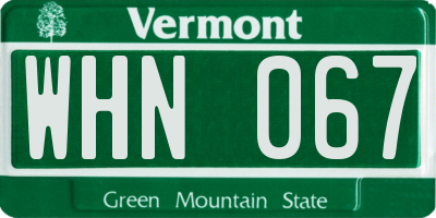 VT license plate WHN067