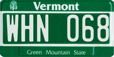 VT license plate WHN068