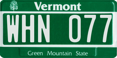 VT license plate WHN077