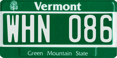 VT license plate WHN086