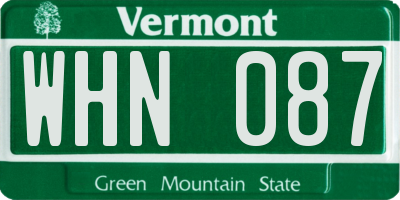VT license plate WHN087