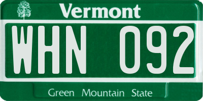 VT license plate WHN092