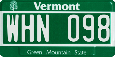 VT license plate WHN098
