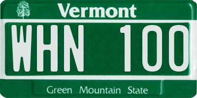 VT license plate WHN100