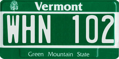 VT license plate WHN102