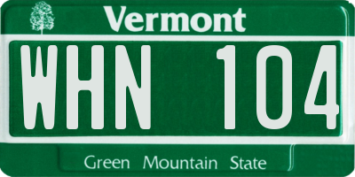 VT license plate WHN104