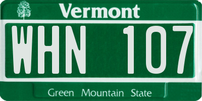 VT license plate WHN107