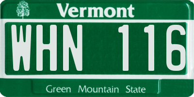 VT license plate WHN116