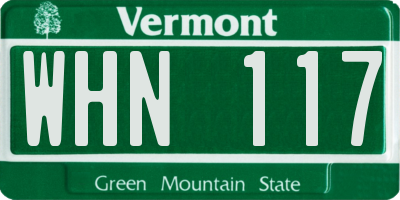 VT license plate WHN117
