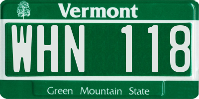VT license plate WHN118