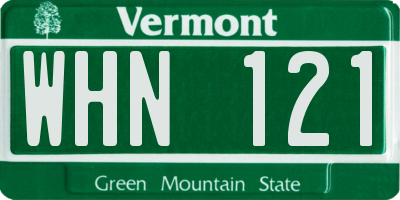 VT license plate WHN121